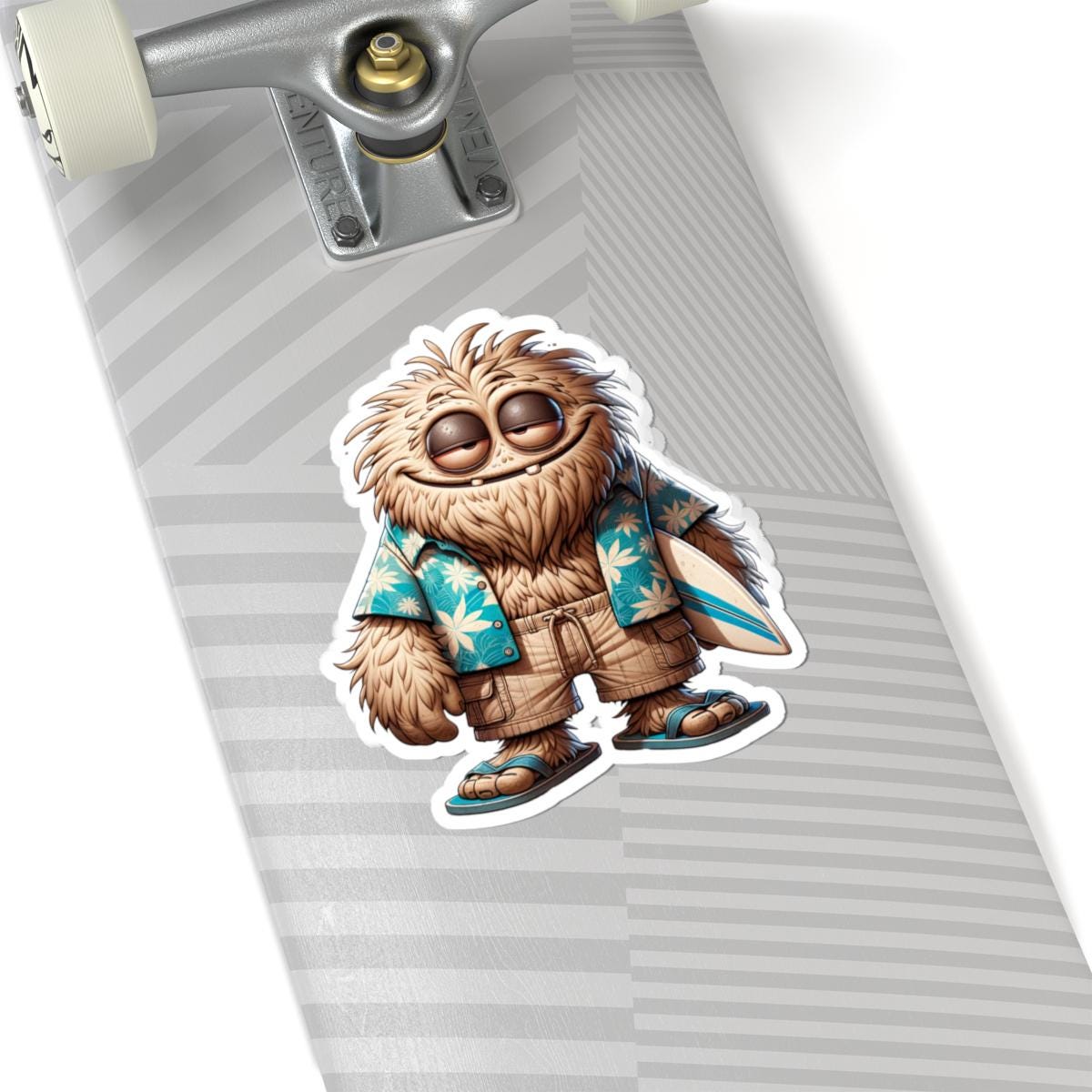 Hawaiian Surfer Monster Sticker: Beach Vibes Art - Laptop, Water Bottle