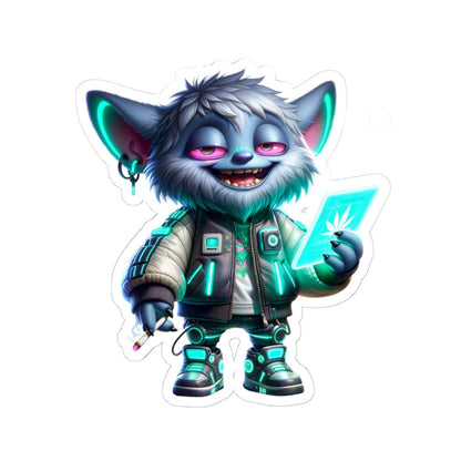 Cyberpunk Monster Sticker: Neon Tech Art for Laptop, Water Bottle