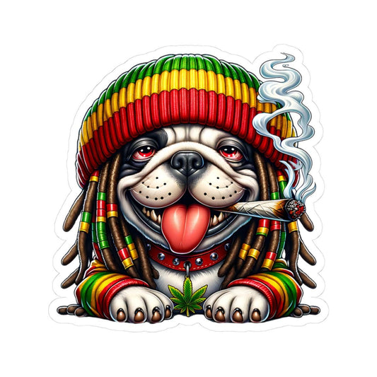 Rasta Bulldog Vinyl Sticker: Reggae Dog Art Decal - Waterproof