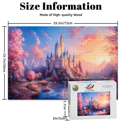 Pastel Fantasy Castle Jigsaw Puzzle: Dreamy Sunset Landscape,