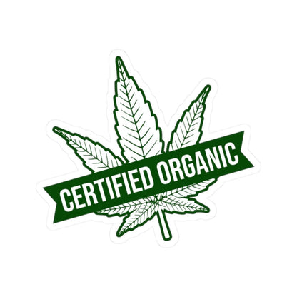 ColorFlow | Certified Organic Weed Sticker Waterproof Cannabis Leaf Vinyl Decal Funny Stoner Label for Laptop Jar Flask Dispensary Use
