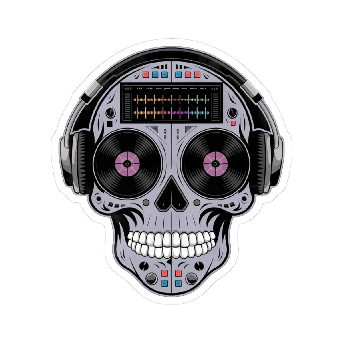 DJ Skull Sticker: Waterproof Vinyl EDM Music Lover Decal