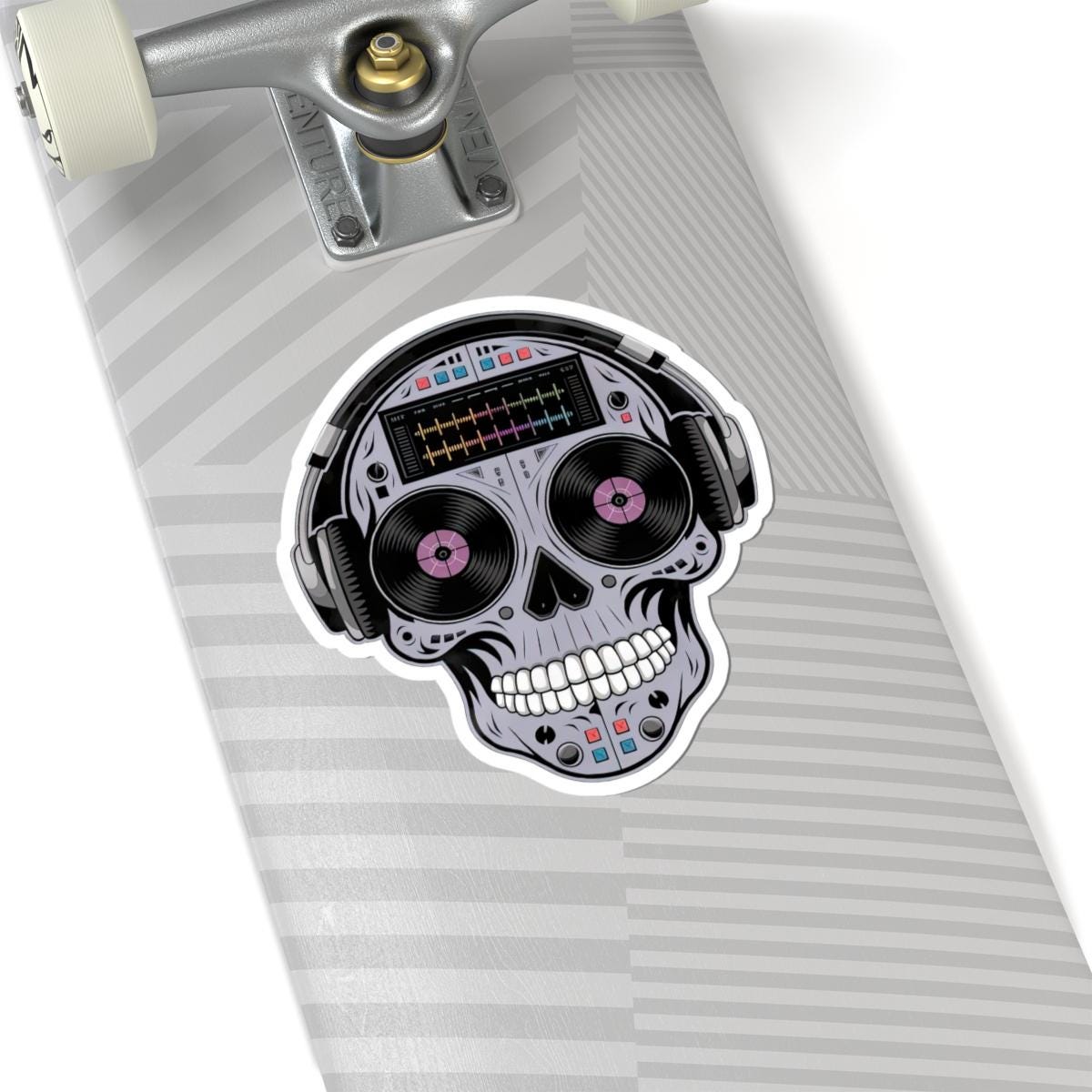 DJ Skull Sticker: Waterproof Vinyl EDM Music Lover Decal