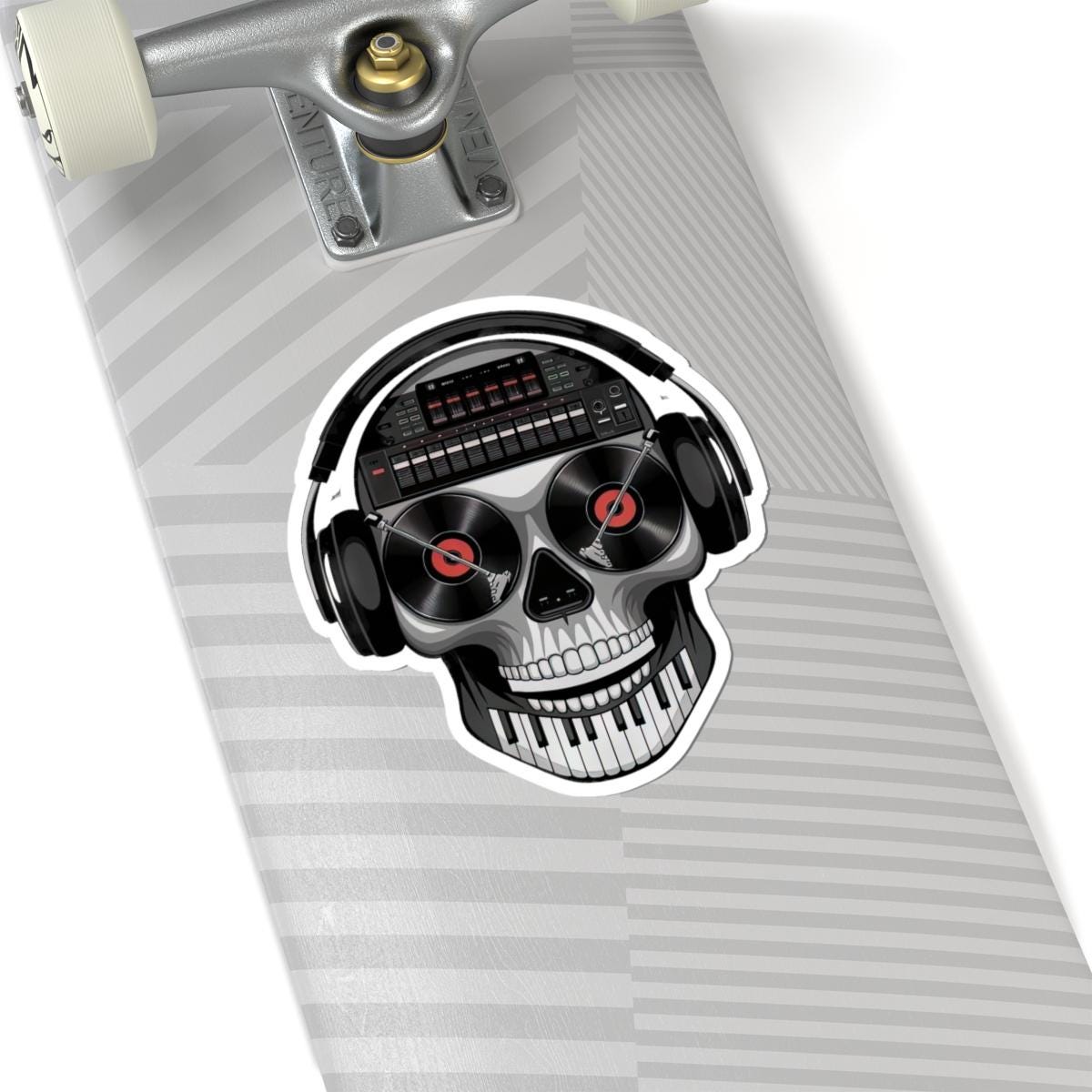 DJ Skull Sticker: Waterproof Vinyl EDM Music Producer Laptop Decal
