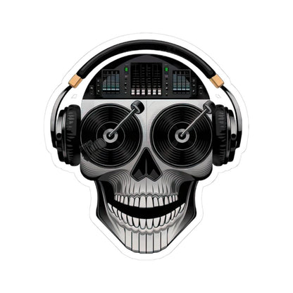 DJ Skull Sticker: Turntable Eyes, Mixer Brain - Waterproof Vinyl Decal