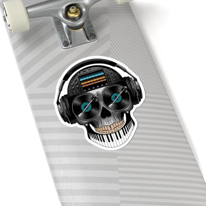 DJ Skull Sticker: Waterproof Vinyl EDM Music Producer Decal