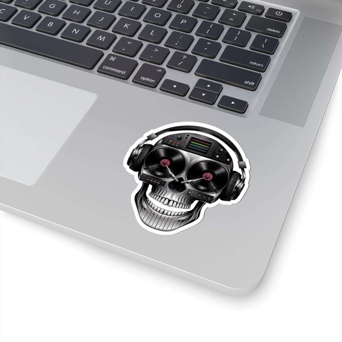 DJ Skull Sticker: Turntable Eyes, Mixer Forehead - Waterproof Vinyl Decal