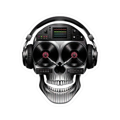 DJ Skull Sticker: Turntable Eyes, Mixer Forehead - Waterproof Vinyl Decal