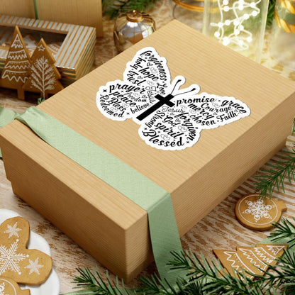 Butterfly Cross Word Art Sticker | Christian Vinyl Decal