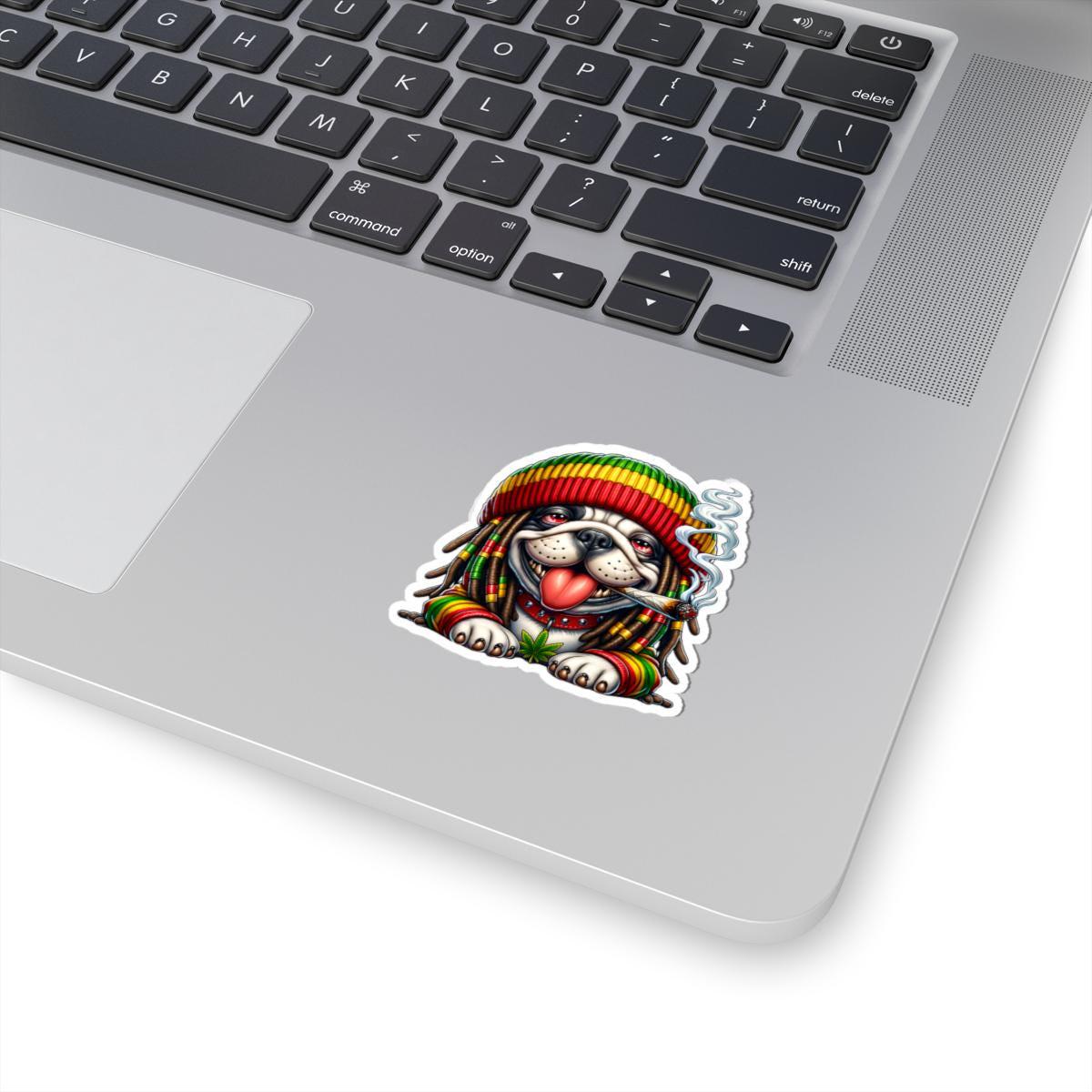 Rasta Bulldog Vinyl Sticker: Reggae Dog Art Decal - Waterproof