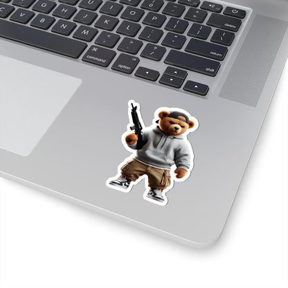 ColorFlow | Armed Teddy Gangsta Sticker | Urban Streetwear Hoodie Bear Kiss Cut Vinyl Decal