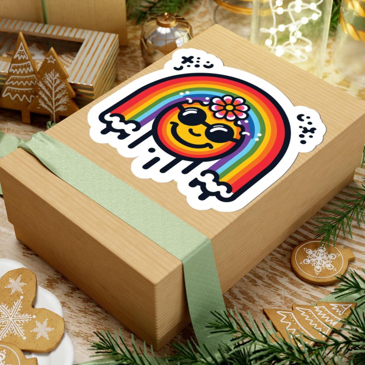Be Kind Groovy Smiley Sticker: Retro Rainbow Drip Vinyl Decal