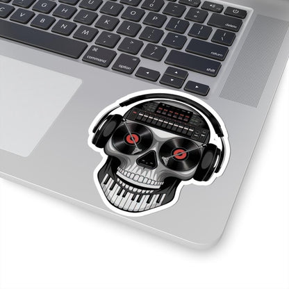 DJ Skull Sticker: Waterproof Vinyl EDM Music Producer Laptop Decal