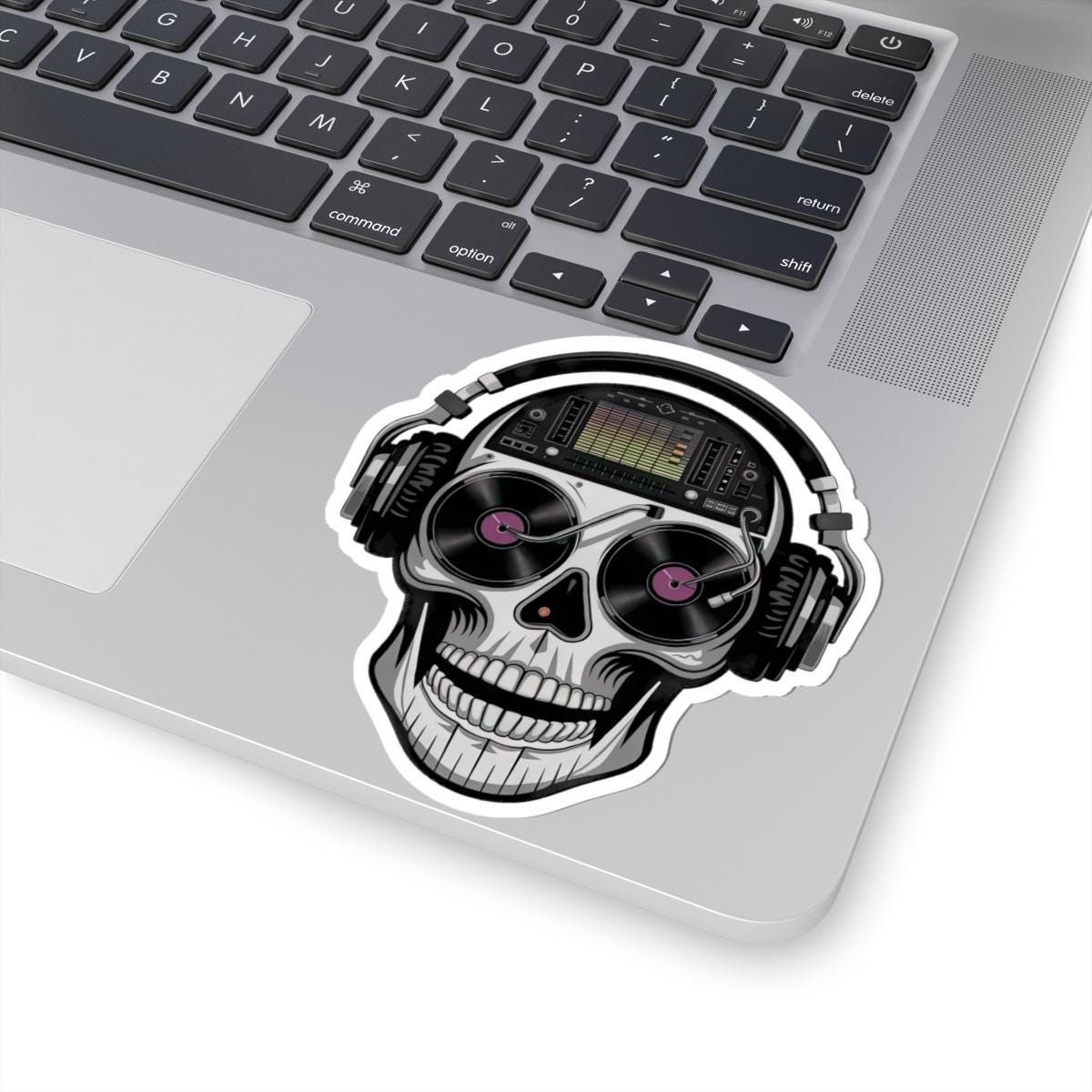 DJ Skull Sticker: Waterproof Vinyl Decal for Music Lovers