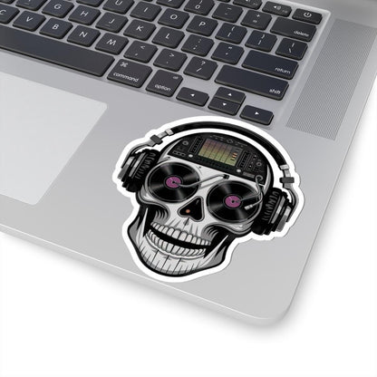 DJ Skull Sticker: Waterproof Vinyl Decal for Music Lovers