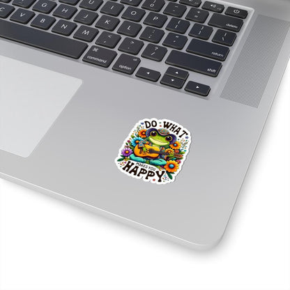 Hippie Frog Guitar Sticker: Do What Makes You Happy - Waterproof Vinyl Decal