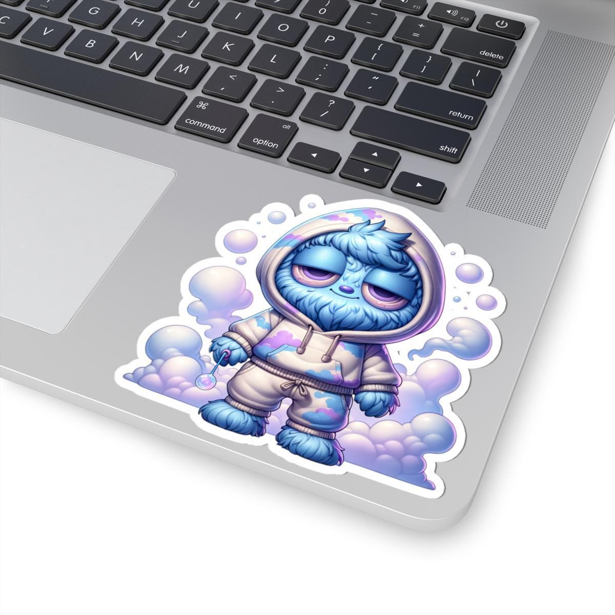 Dreamy Cloud Monster Sticker: Pastel Laptop Decal, Water Bottle Art