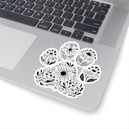 Floral Paw Print Sticker: Boho Botanical Vinyl Decal