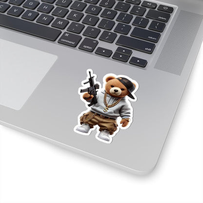 Gangsta Teddy Bear Sticker: Funny Hip Hop Urban Art
