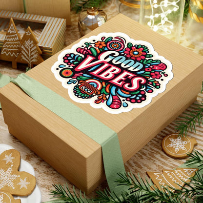 Good Vibes Sticker: Retro Floral Boho Vinyl Decal