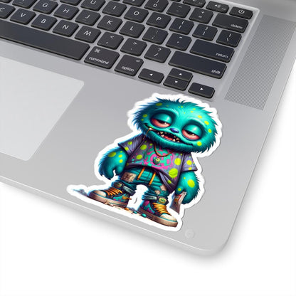 Graffiti Blue Monster Sticker: Urban Street Art Vinyl Decal