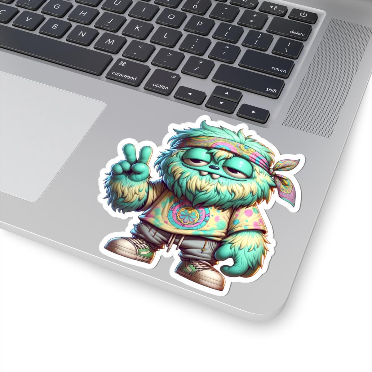 Hippie Monster Sticker: Tie Dye Peace Sign, Waterproof Vinyl Decal