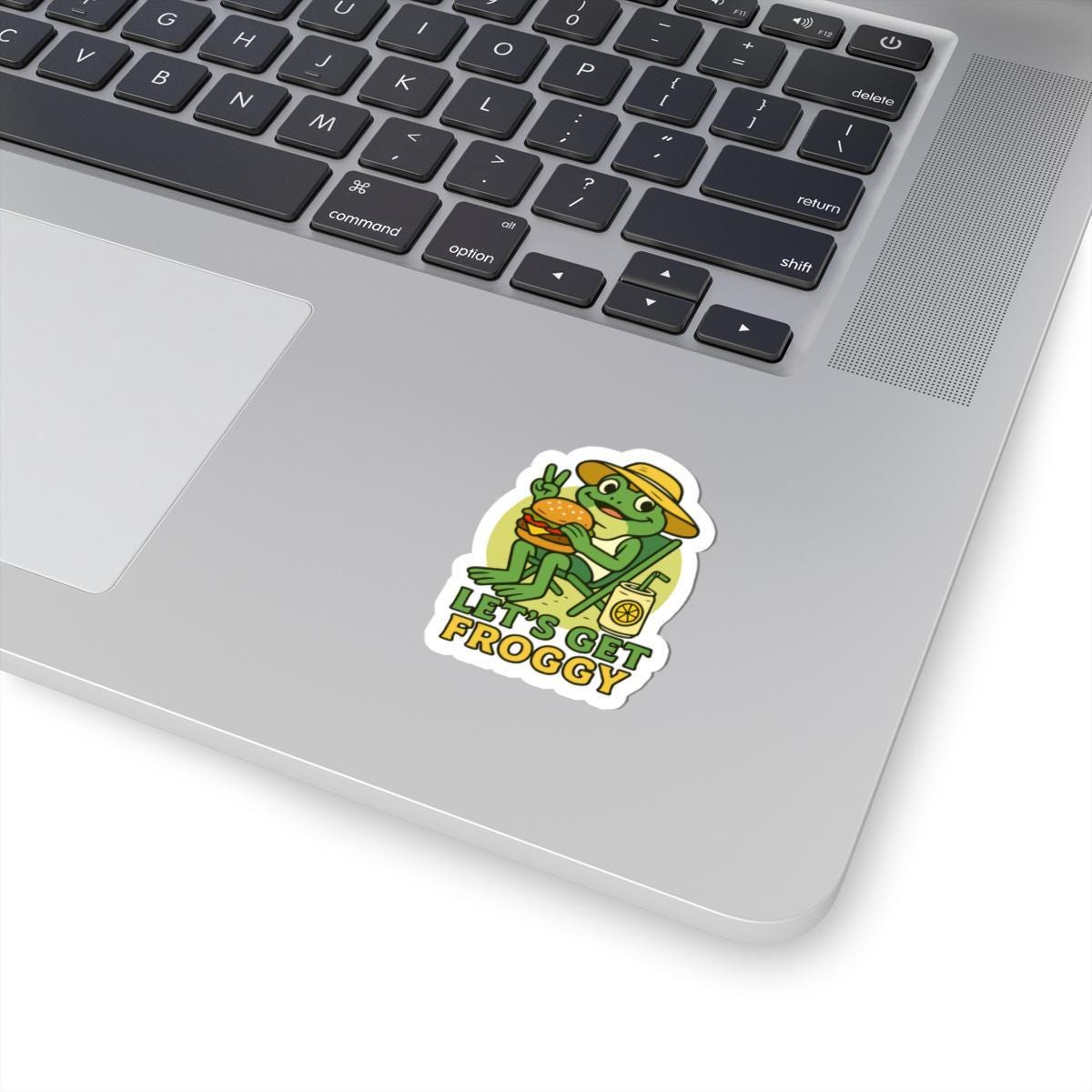 Lets Get Froggy Sticker | Funny Frog Burger BBQ Waterproof Vinyl Decal
