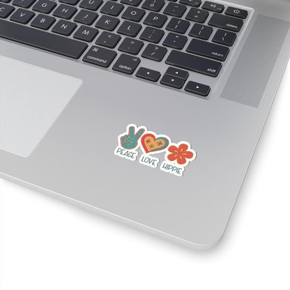 Peace Love Hippie Sticker: Retro 70s Groovy Flower Power Vinyl Decal