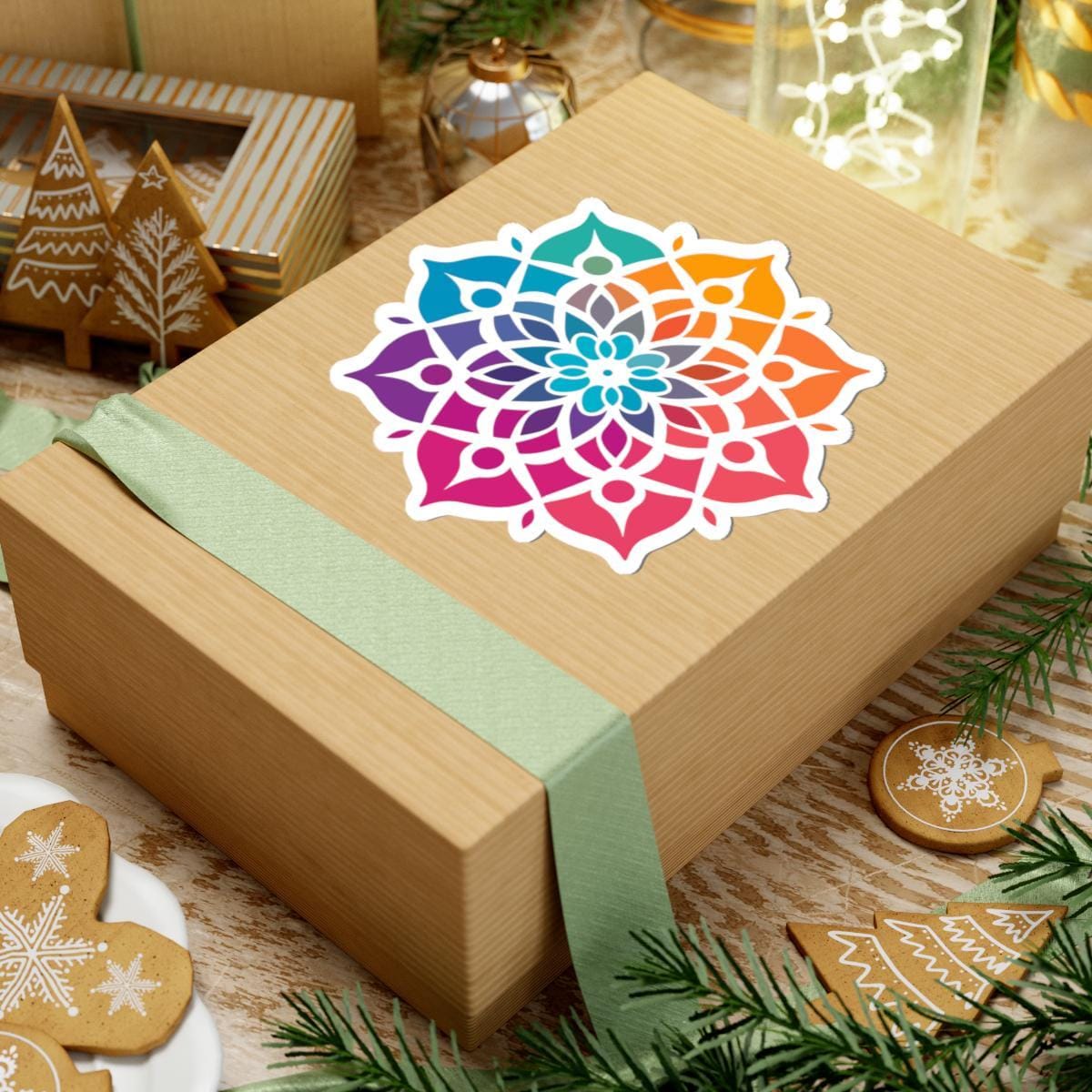 Rainbow Mandala Sticker: Sacred Geometry Vinyl Decal