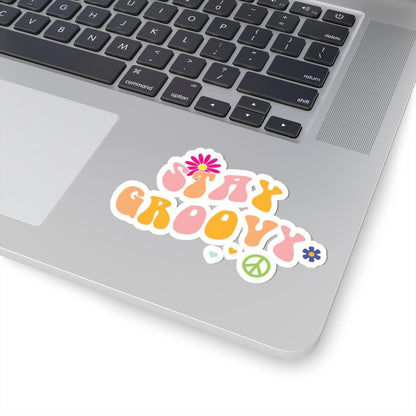 Retro 70s Peace Sign Sticker: Groovy Flower Power Vinyl Decal