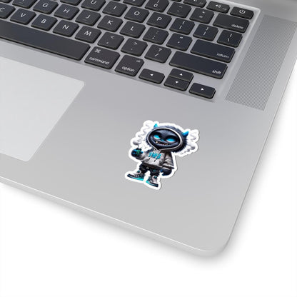 Blue Monster Graffiti Sticker: Urban Streetwear Art