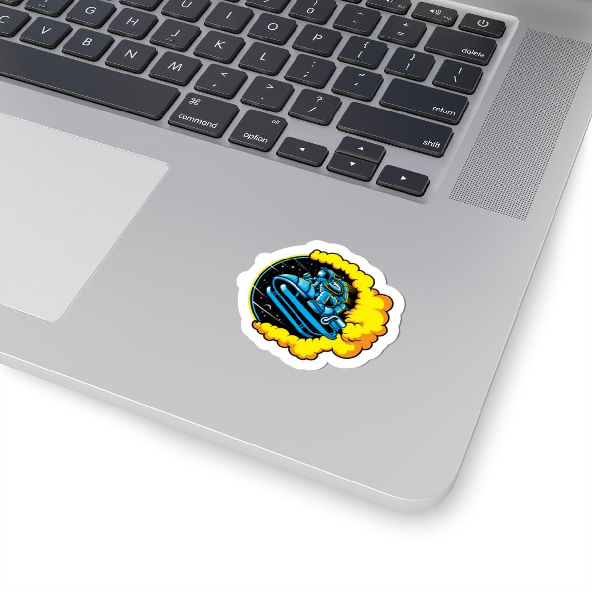 ColorFlow | Astrojump Snowmobile Sticker | Astronaut Riding Snowmobile Decal | Space Rider Vinyl Sticker | Cool Cosmic Adventure Art