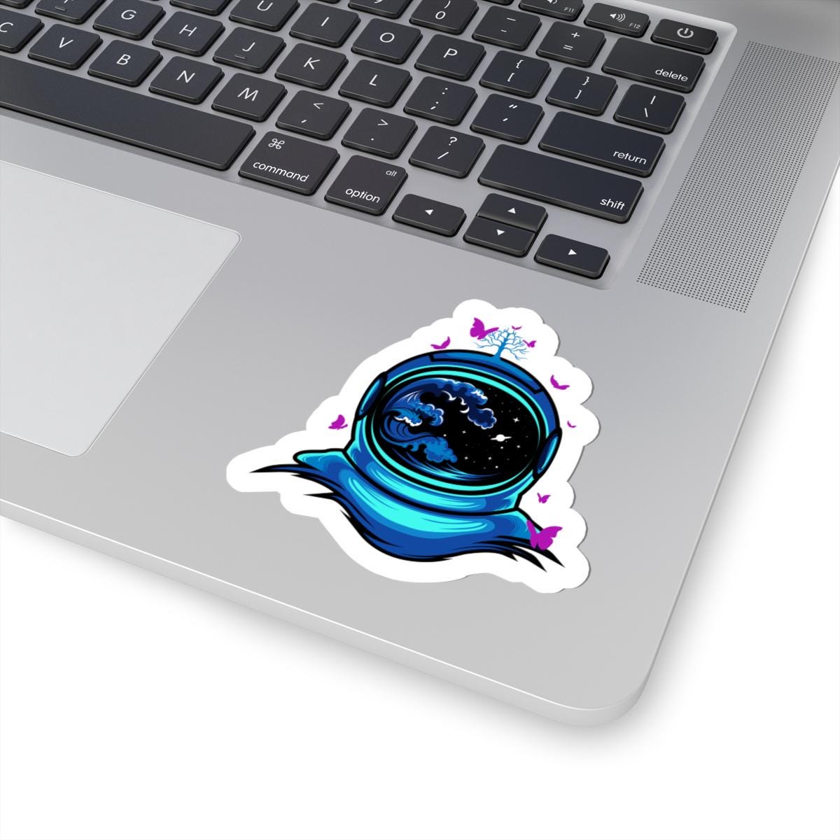 ColorFlow | Astronaut Butterfly Sticker | Space Helmet Ocean Wave Vinyl Decal | Cosmic Nature Astronaut Art | Galaxy Sticker