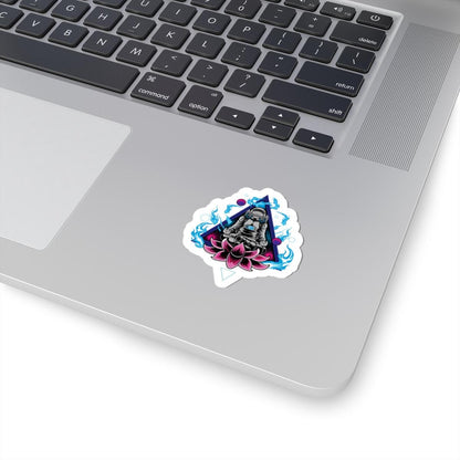 ColorFlow Astronaut Meditation Sticker | Cosmic Zen Lotus Space Art Decal | Mindfulness Galaxy Vinyl Sticker