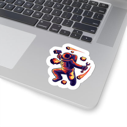 ColorFlow Astronaut Meteor Sticker | Space Repair Worker Vinyl Decal | Cosmic Survival Astronaut Art Sticker