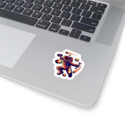 ColorFlow Astronaut Meteor Sticker | Space Repair Worker Vinyl Decal | Cosmic Survival Astronaut Art Sticker
