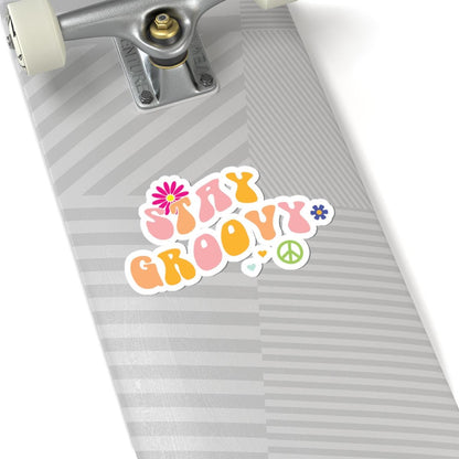 Retro 70s Peace Sign Sticker: Groovy Flower Power Vinyl Decal