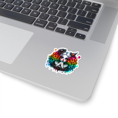 ColorFlow | Rainbow Gothic Circus Clown Sticker | Creepy Cute Harlequin Art | Dark Carnival Aesthetic Vinyl