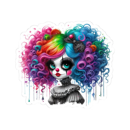 ColorFlow | Rainbow Gothic Clown Girl Sticker | Creepy Cute Circuscore Vinyl Decal | Spooky Aesthetic Laptop Sticker