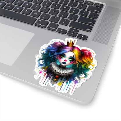 ColorFlow | Rainbow Goth Clown Princess Sticker | Creepy Cute Circuscore Vinyl Decal | Spooky Aesthetic Laptop Art