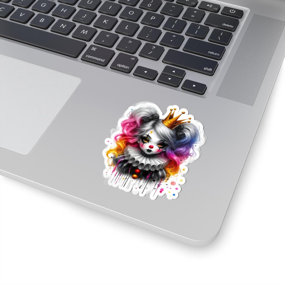 Pastel Goth Clown Sticker: Royal Pop Circus Art - Waterproof Vinyl
