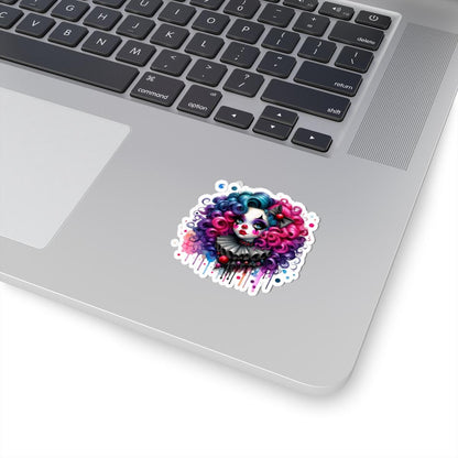 Gothic Carnival Babe Sticker | Neon Curls Clowncore Art