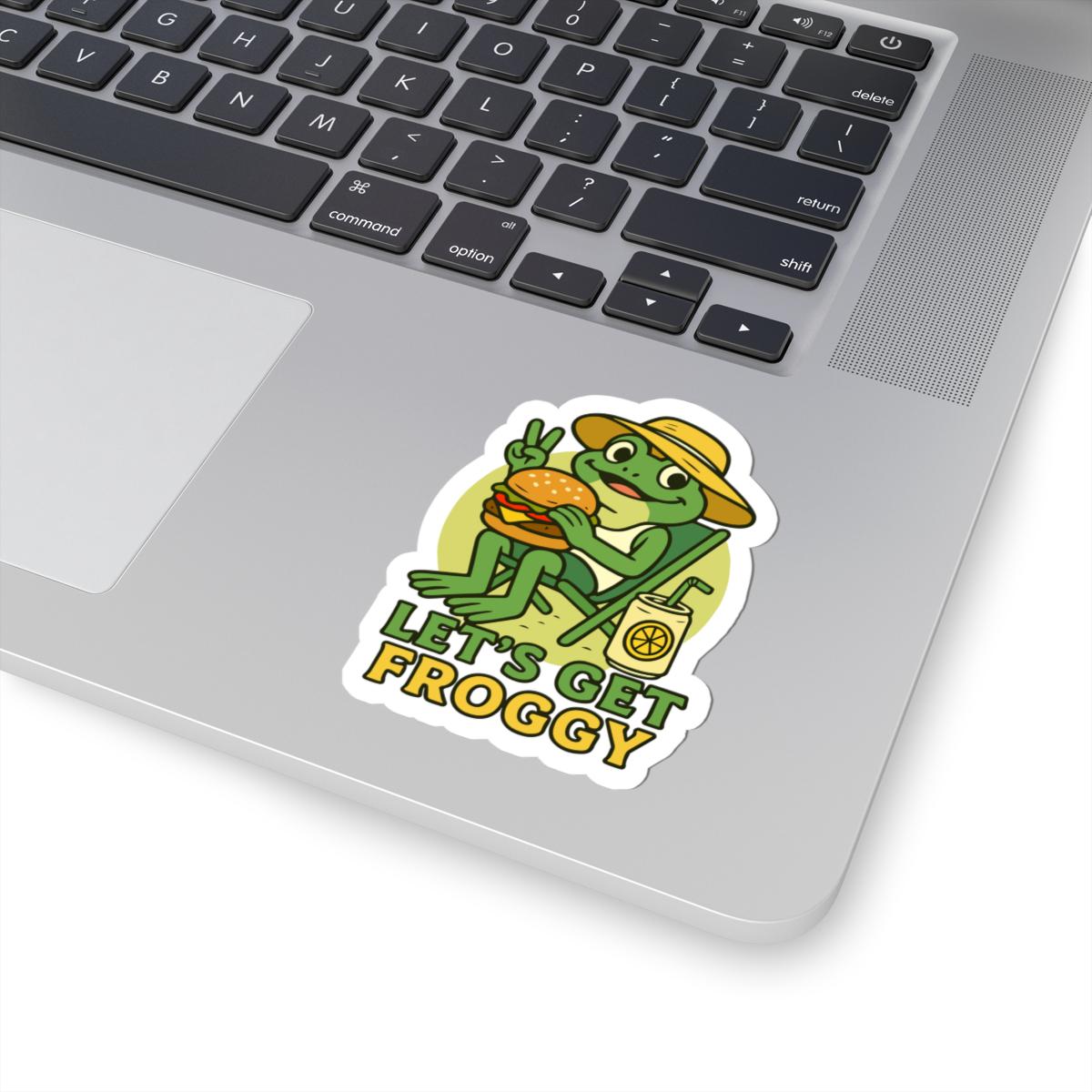Lets Get Froggy Sticker | Funny Frog Burger BBQ Waterproof Vinyl Decal
