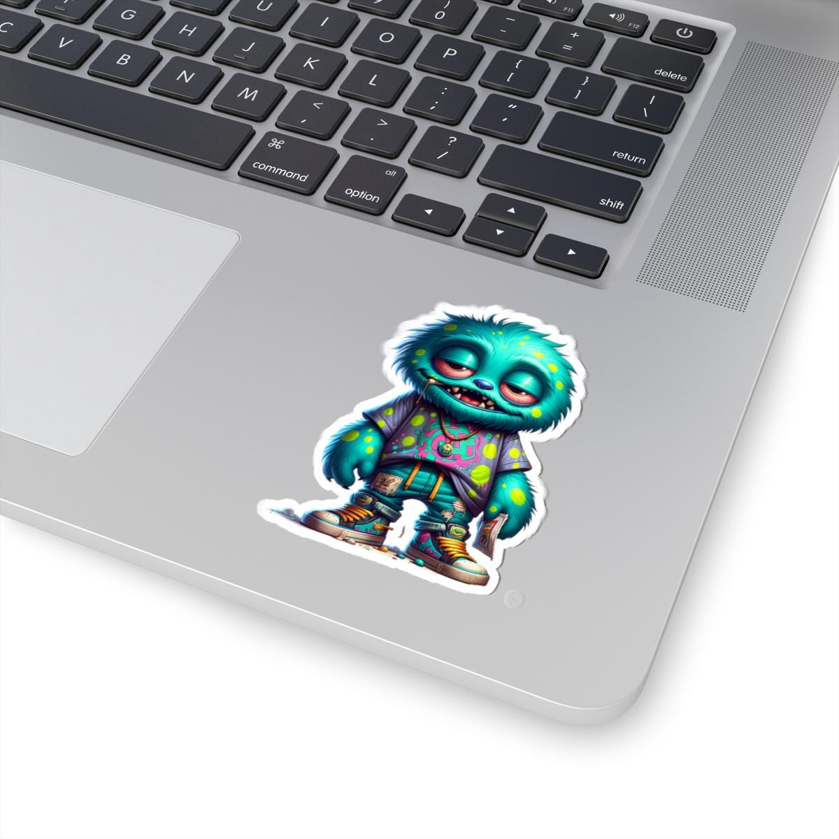 Graffiti Blue Monster Sticker: Urban Street Art Vinyl Decal
