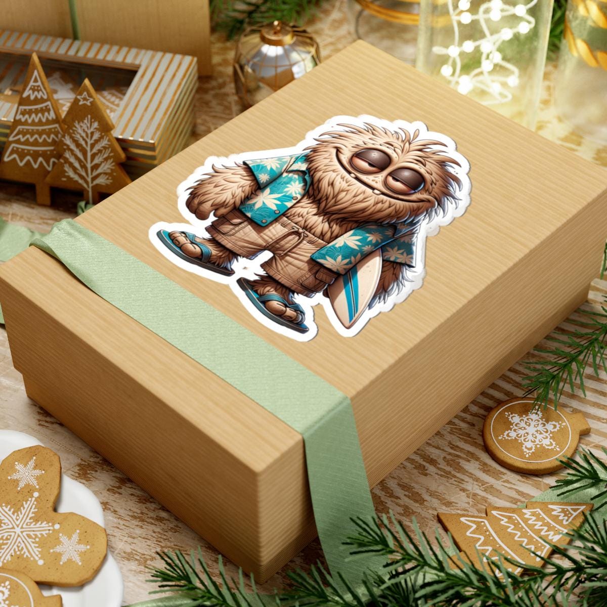 Hawaiian Surfer Monster Sticker: Beach Vibes Art - Laptop, Water Bottle