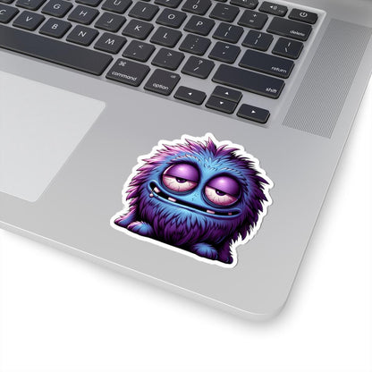 ColorFlow | Fuzzy Blue and Purple Monster Kiss Cut Sticker Cute Character Art for Laptops Water Bottles Journals and More