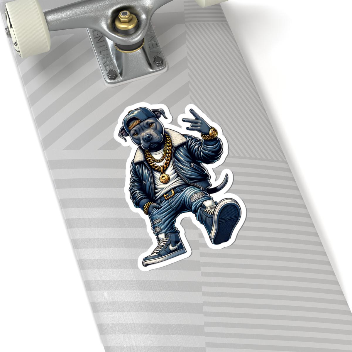 Hip-Hop Dog Sticker: Urban Streetwear Art - Waterproof Vinyl
