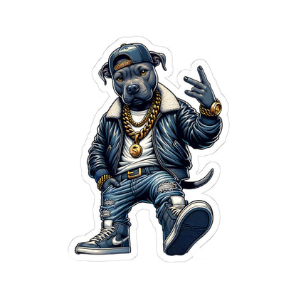 Hip-Hop Dog Sticker: Urban Streetwear Art - Waterproof Vinyl