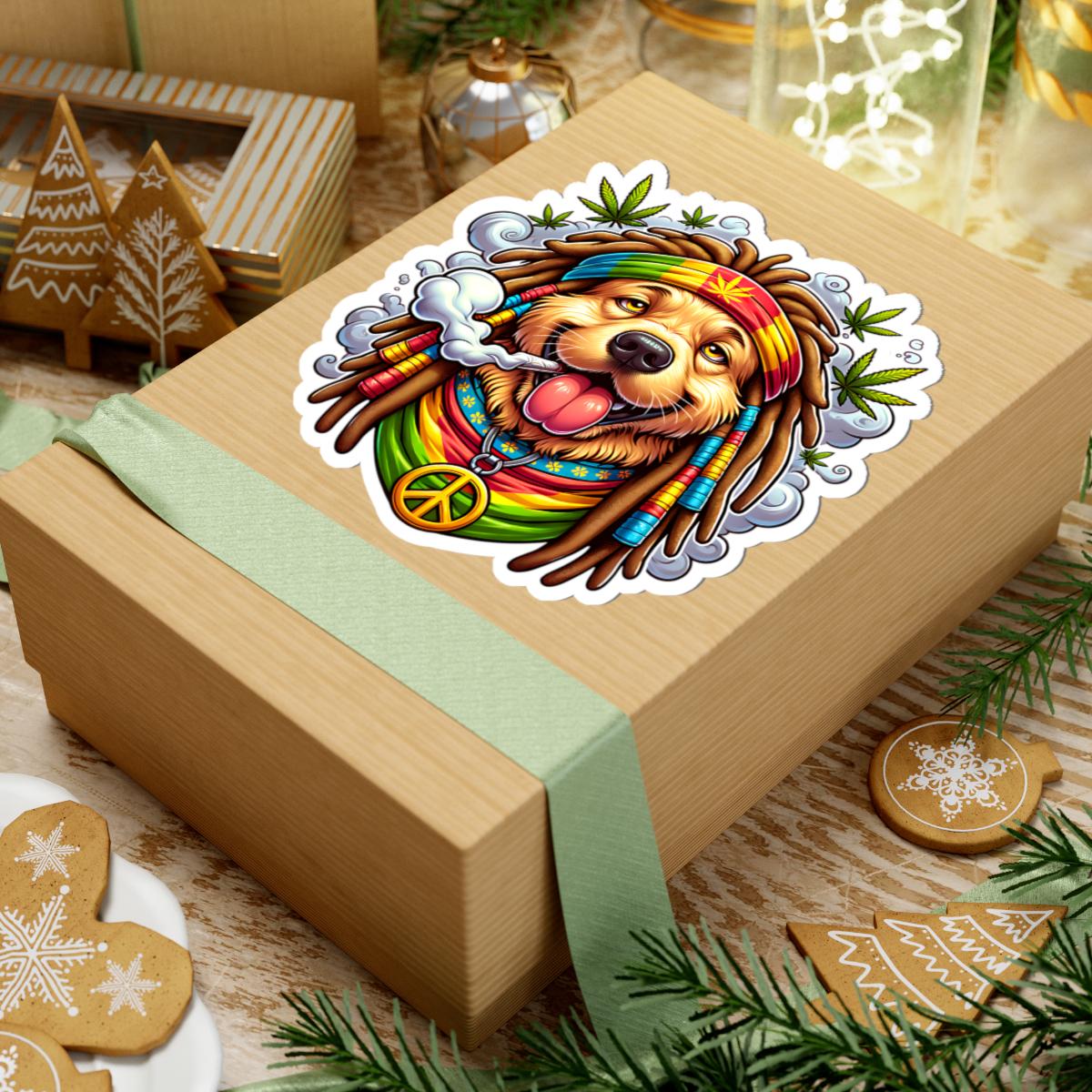 Rasta Golden Retriever Vinyl Sticker: Reggae Dog Decal