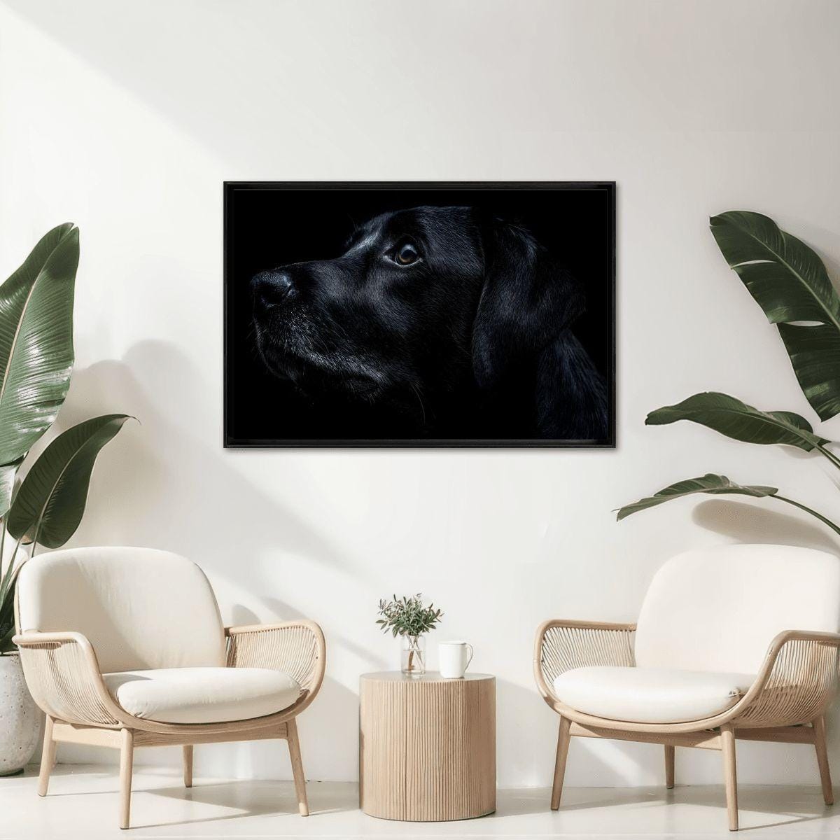Black Dog Portrait Wooden Jigsaw Puzzle: Moody Fine Art Silhouette